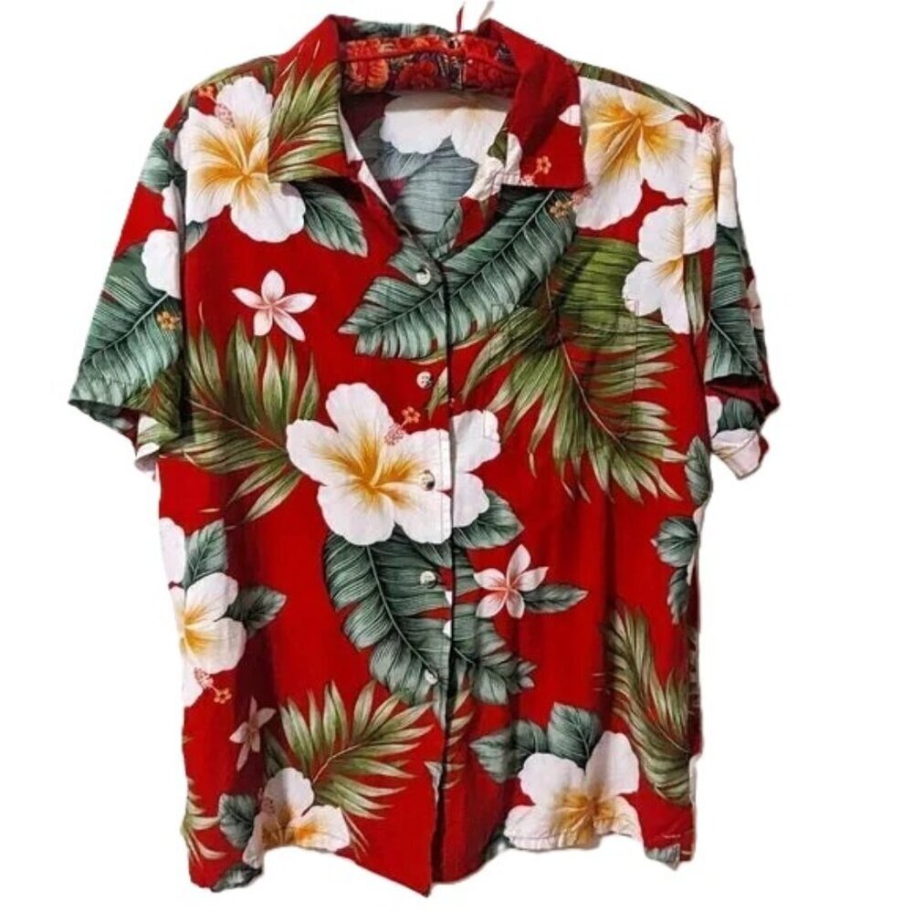 Vintage Go Barefoot Hawaiian Aloha Shirt Tropical Magnum‎ P. I. 100% Rayon